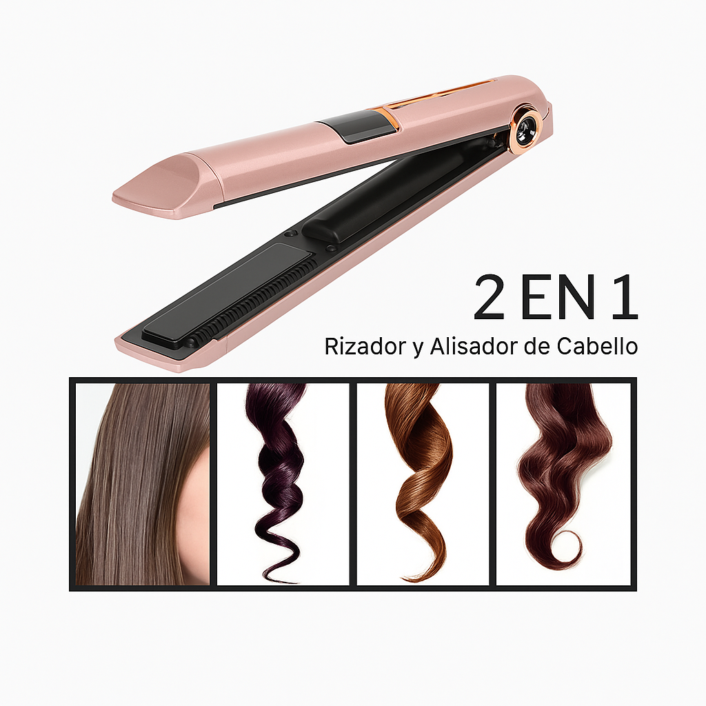 Plancha de pelo inalámbrica 2 en 1
