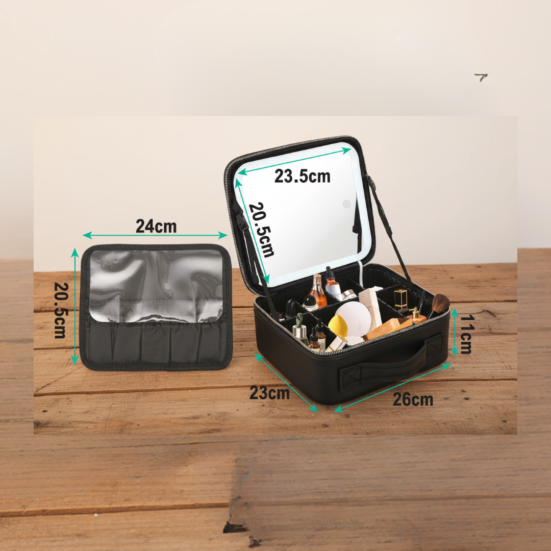 Maletín de Maquillaje Profesional con Espejo LED