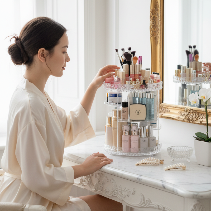 Chica usando organizador