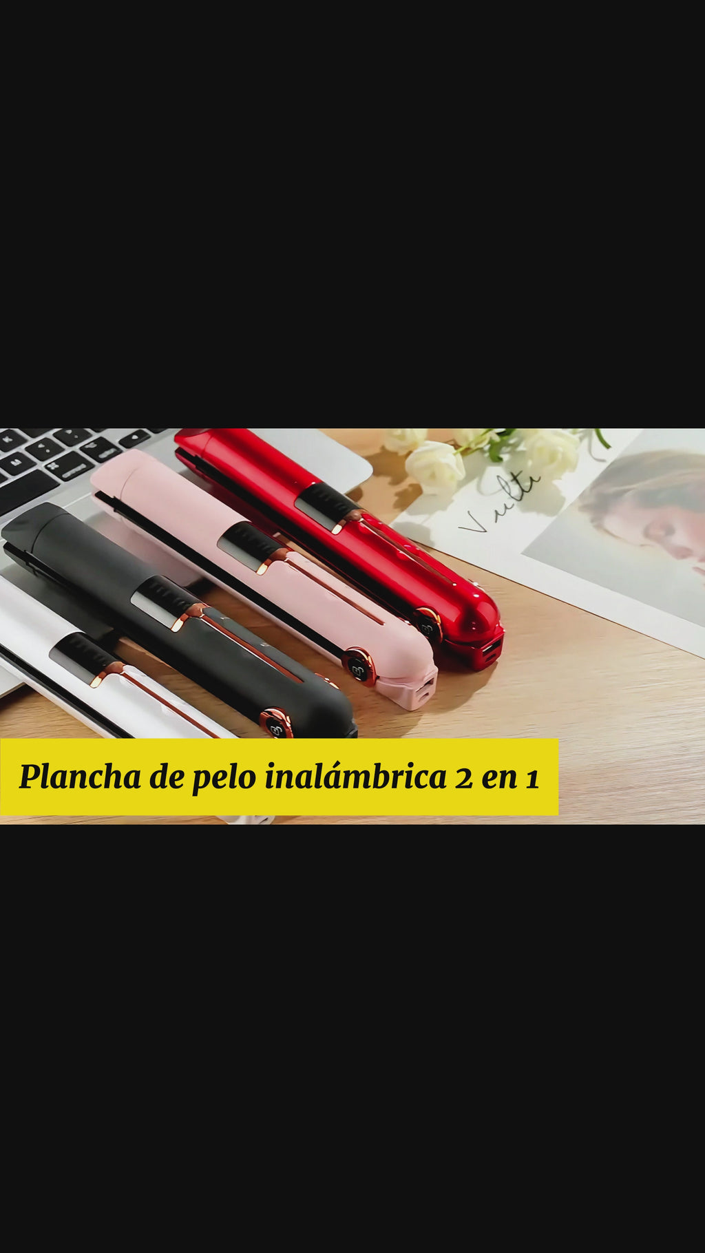 Plancha de pelo inalámbrica 2 en 1