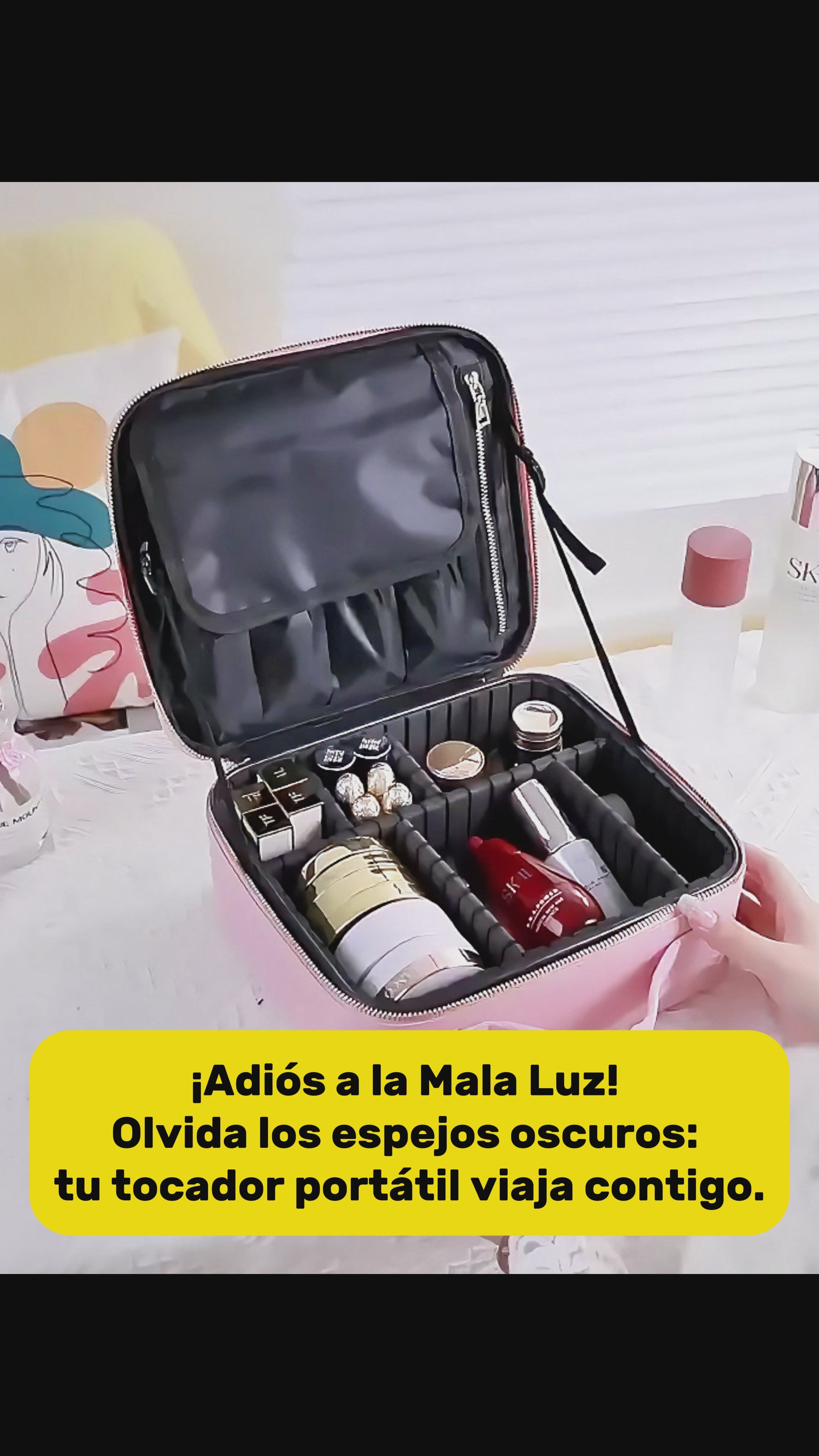 Maletín de Maquillaje Profesional con Espejo LED